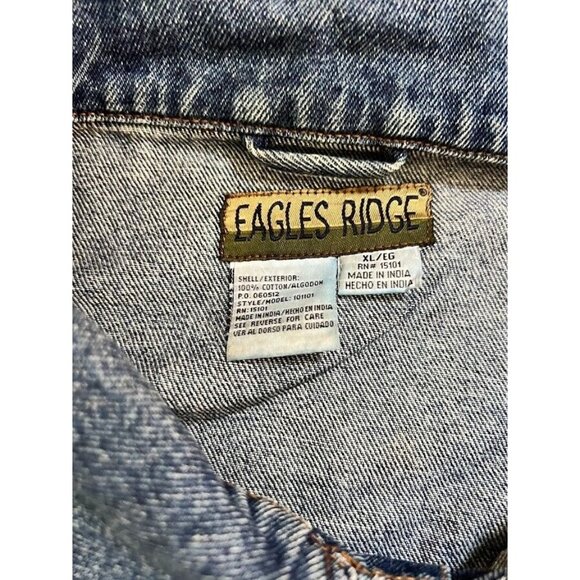 Eagles Ridge American Flag Jacket Adult XL Blue Demin Button Long Sleeve Mens - Picture 7 of 12